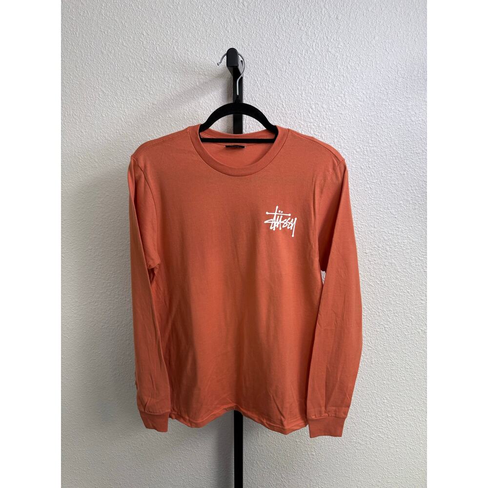 Stüssy Long Sleeve Logo T-Shirt - Size XS - Burnt Orange-NEW